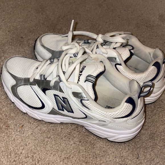 New Balance Shoes - New Balance White, Navy & Gray Sneakers